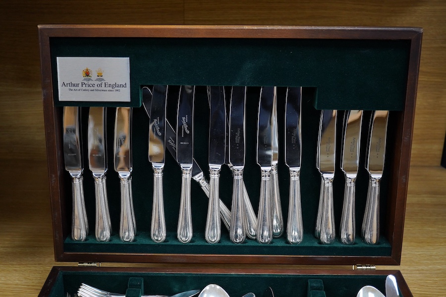 A cased Arthur Price silver plated canteen of cutlery. Condition - fair to good